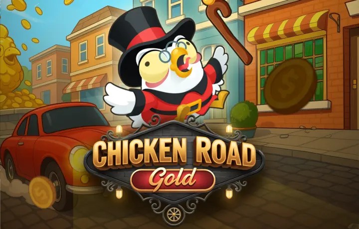 Chicken Road Gold online game logo by InOut on instantcasinoo.eu